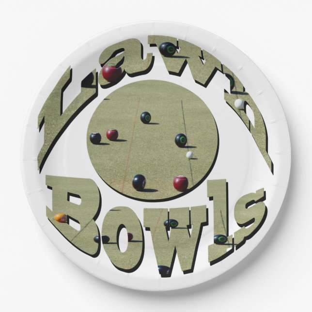 Circular Lawn Bowls Name Design, Paper Plate (Front)