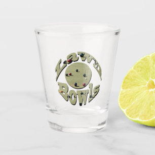 Circular Lawn Bowls Name Design, Shot Glass