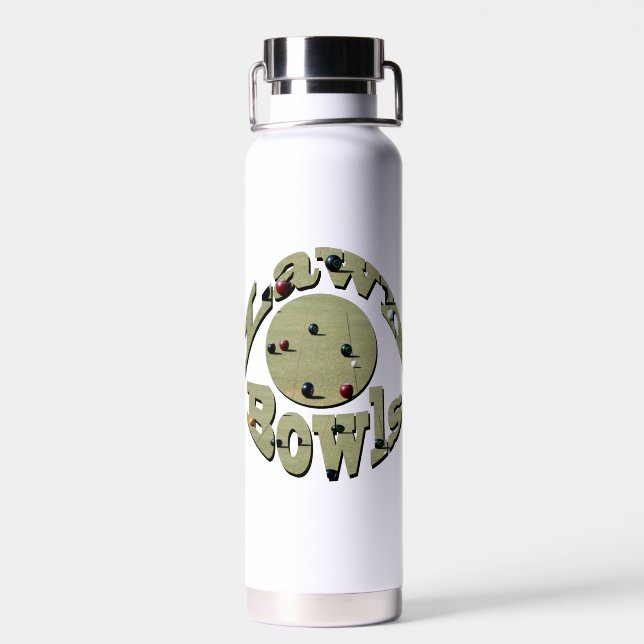 Circular Lawn Bowls Name Design Thor Vacuum Bottle (Back)