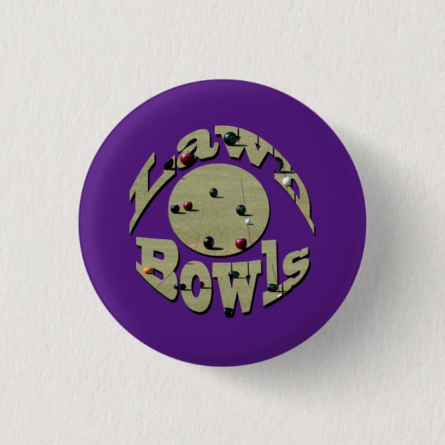 Circular Lawn Bowls Picture Logo,   3 Cm Round Badge (Front)