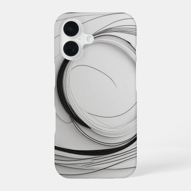 Circular Line Art iPhone 16 Case (Back)