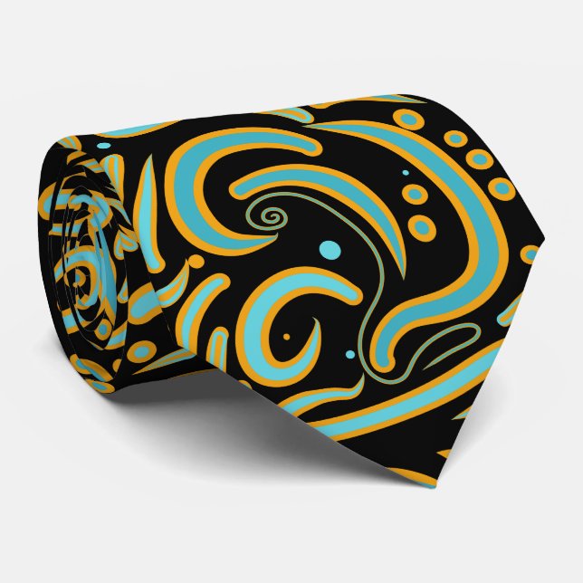 Circular, Linear And Tapered Shapes Abstract Art Tie (Rolled)