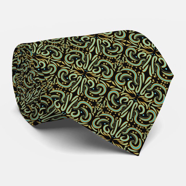 Circular, Linear And Tapered Shapes Abstract Art  Tie (Rolled)