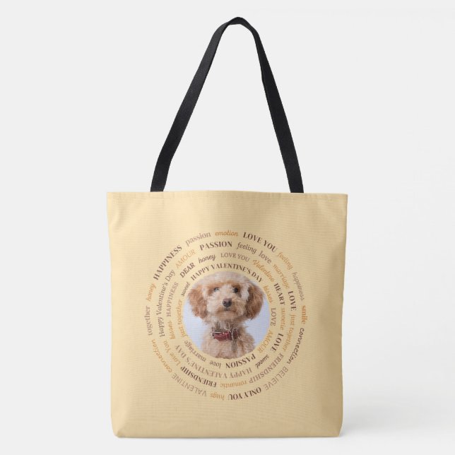 Circular Love Words Custom Photo Tote Bag (Front)