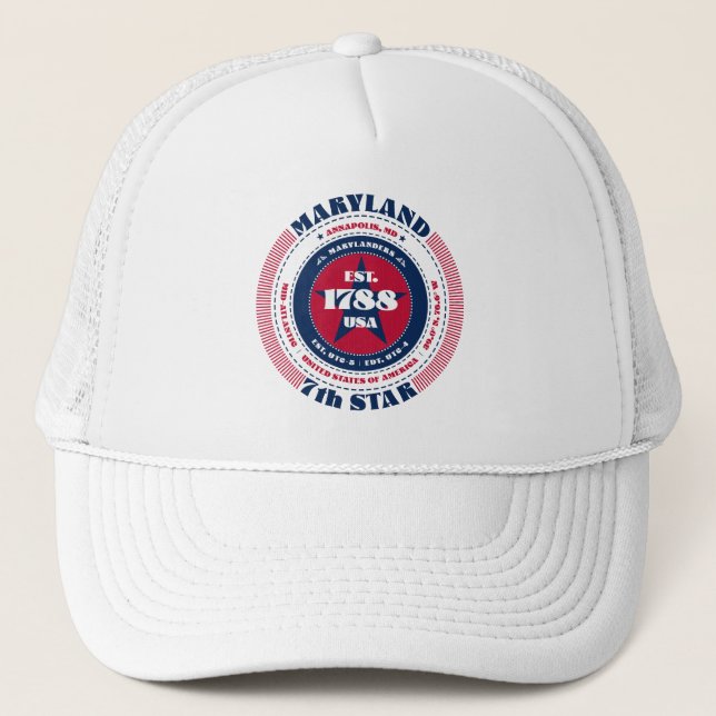 Circular Maryland State Patriotic Trucker Hat (Front)