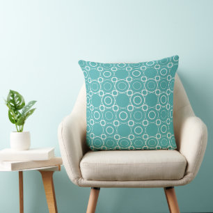 Circular Matrix White Teal Cushion