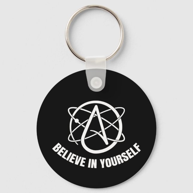 Circular metal key of atheism and science. ring (Front)