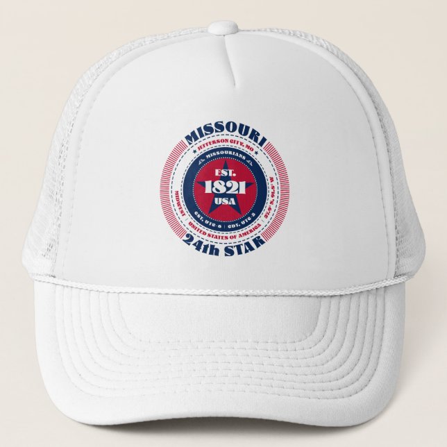 Circular Missouri State Patriotic Trucker Hat (Front)