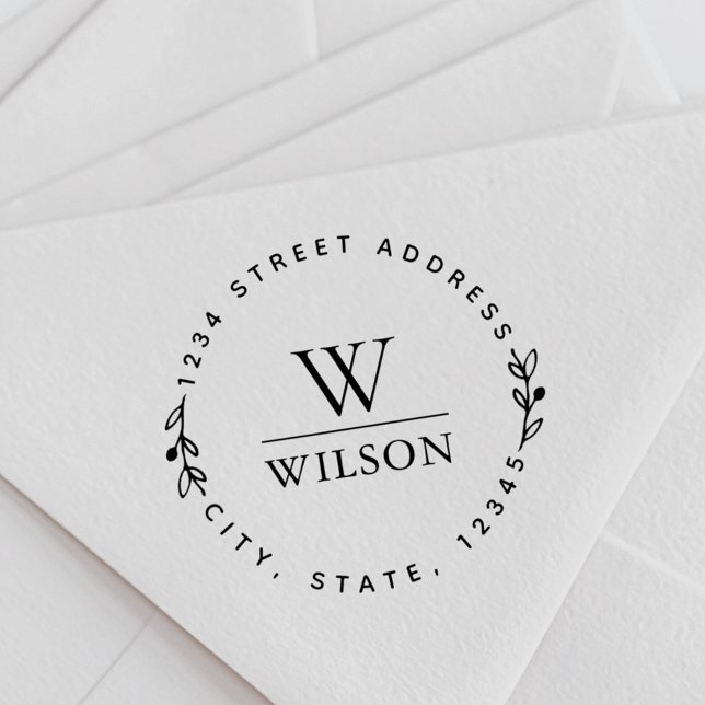 Circular Monogram Family Name Return Address Self-inking Stamp (Creator Uploaded)