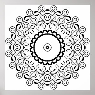 Circular Motif Mandala with Orbiting Oval Forms Poster