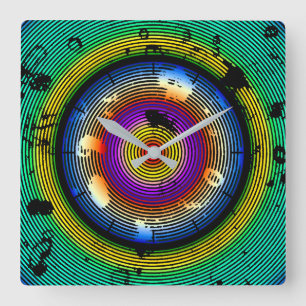 Circular Multicolored Abstract Pattern Square Wall Clock
