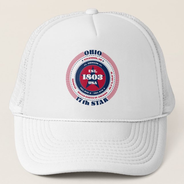 Circular Ohio State Patriotic Trucker Hat (Front)