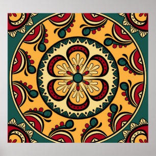 Circular ornaments, colourful seamless pattern. poster