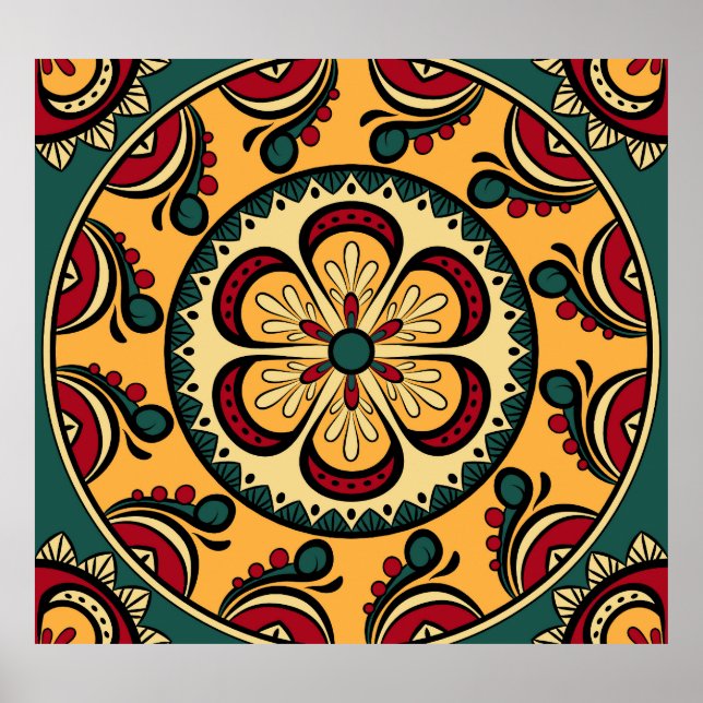 Circular ornaments, colourful seamless pattern. poster (Front)
