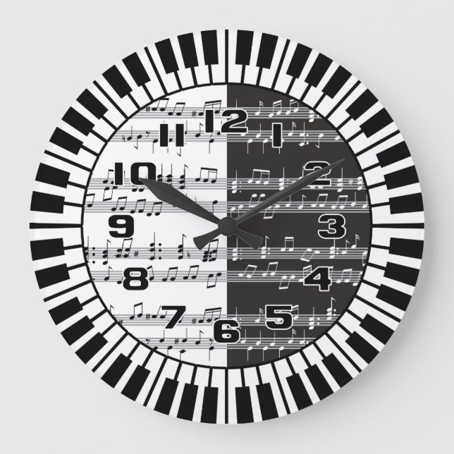 Circular Piano  And Music Score Large Clock (Front)