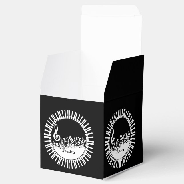 Circular Piano Keys and Jumbled Music Notes Favour Box (Opened)