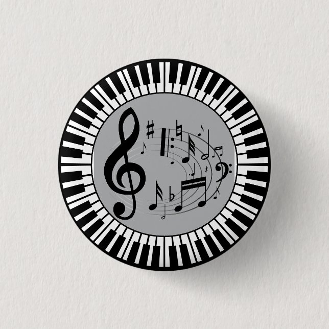 Circular Piano Keys And Music Notes 3 Cm Round Badge (Front)