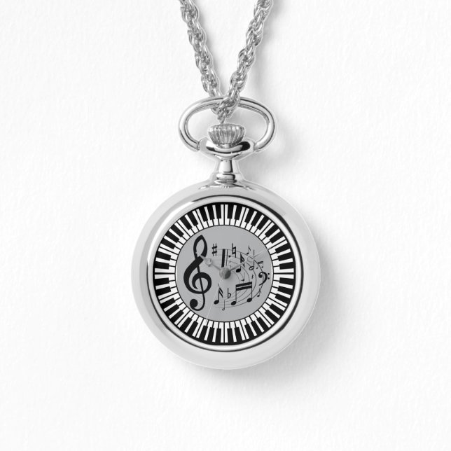 Circular Piano Keys And Music Notes Watch (Front)