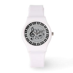 Circular Piano Keys And Music Notes Watch