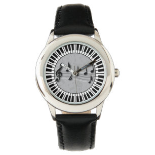 Circular Piano keys with musical notes centre Watch