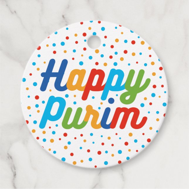 Circular Purim Favour Tag (Front)