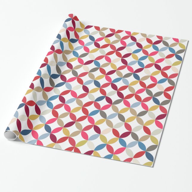 Circular quarters colourful patterned wrap wrapping paper (Unrolled)