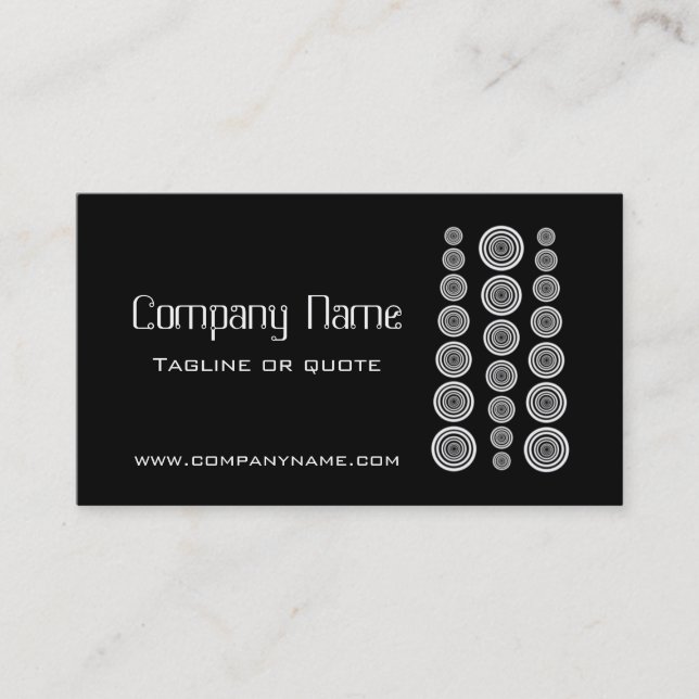 Circular Retro Business Card, Black and White Business Card (Front)