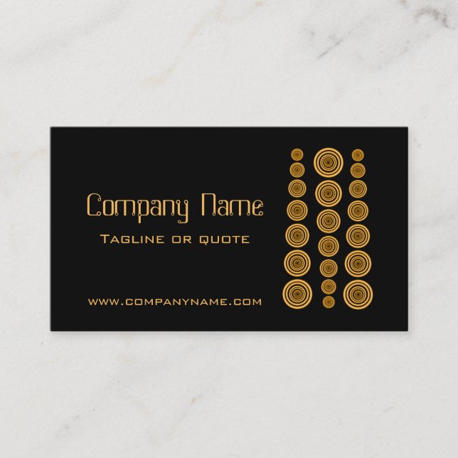 Circular Retro Business Card, Black and Yellow Business Card (Front)