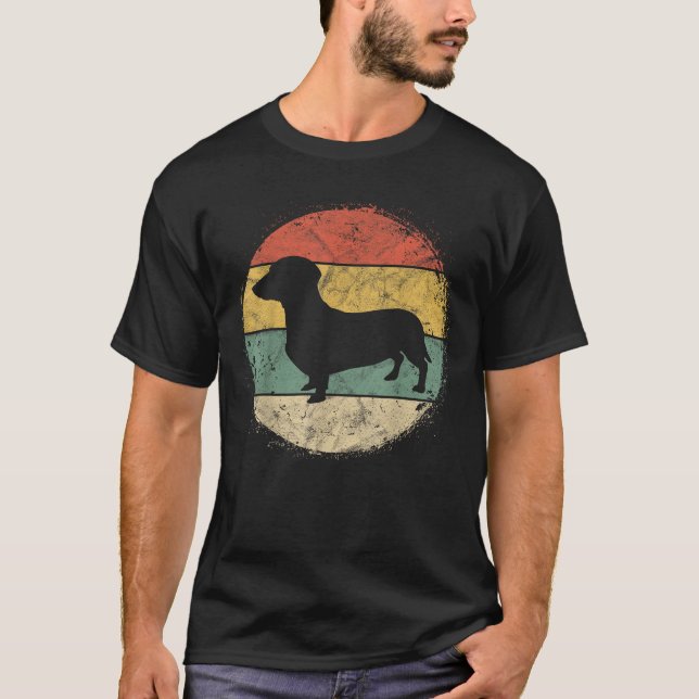 Circular Retro Dachshund Owner Gift Doxie Parents  T-Shirt (Front)