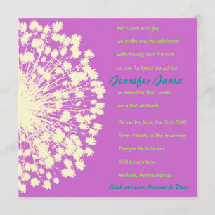 Circular Retro Daisy Bat Mitzvah Invitation