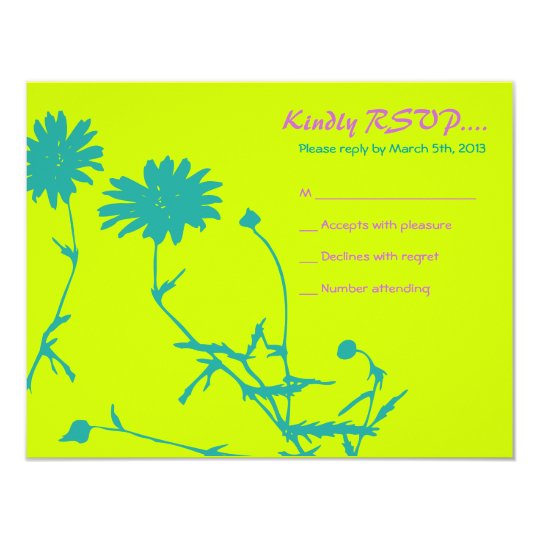 Circular Retro Daisy Bat Mitzvah Reply Card