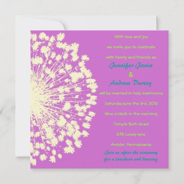 Circular Retro Daisy Wedding Invitation (Front)