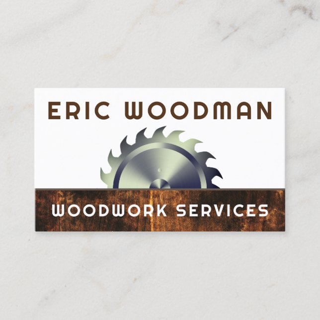 Circular round saw wood  business card (Front)
