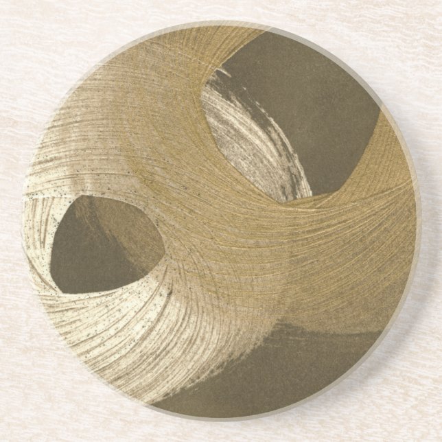 Circular Sandstorm in Tan and Dark Brown Coaster (Front)