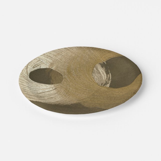 Circular Sandstorm in Tan and Dark Brown Paper Plate (Angled)