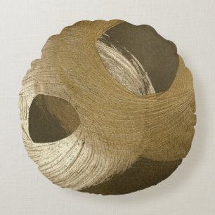 Circular Sandstorm in Tan and Dark Brown Round Cushion