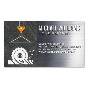 Circular Saw   Crane   Steel   Construction Magnetic Business Card