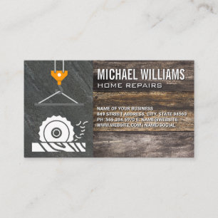 Circular Saw Cutting   Crane   Wood Slate Business Card