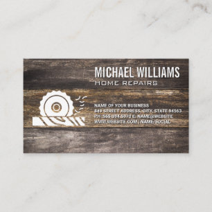 Circular Saw Cutting Wood   Builder Carpentry Business Card