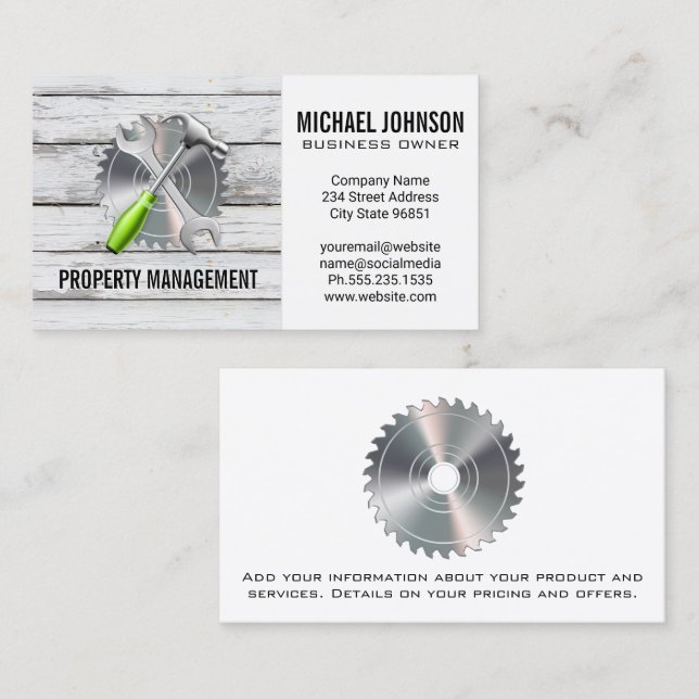 Circular Saw | Hammer Wrench | Wood Business Card (Front/Back)
