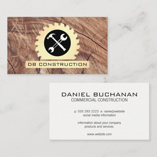 Circular Saw | Hammer Wrench | Wood Business Card (Front/Back)