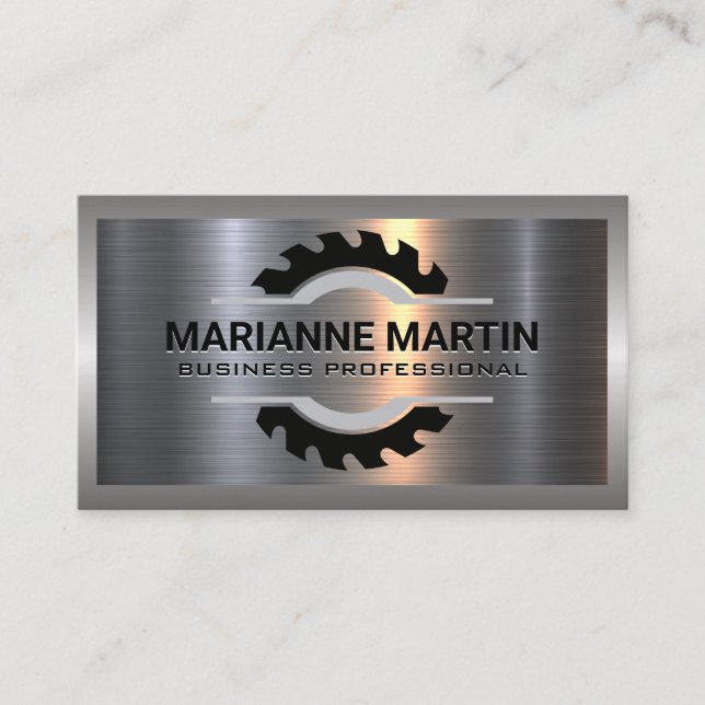 Circular Saw | Metal Aluminium  Business Card (Front)
