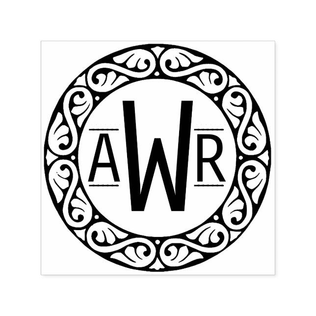 Circular Scrollwork Frame Initials ID431 Self-inking Stamp (Design)