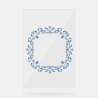 Circular scrollwork wreath frame acrylic sign