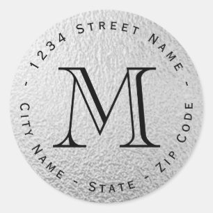 Circular Silver Foil Monogram Return Address Label