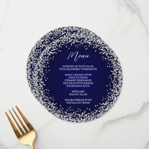 Circular Silver Glitter Navy Ombre Menu
