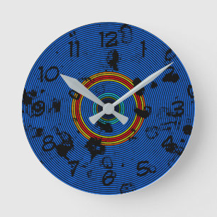 Circular Sky Blue Abstract Pattern Round Clock