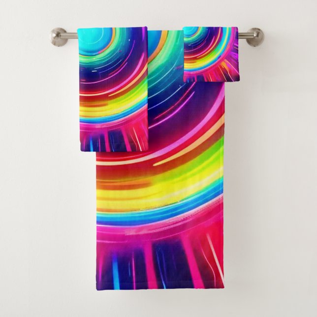 Circular Spectrum: A Vibrant Exploration of Colour Bath Towel Set (Insitu)