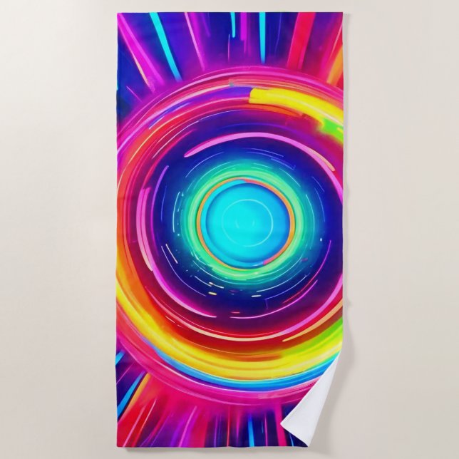 Circular Spectrum: A Vibrant Exploration of Colour Beach Towel (Front)