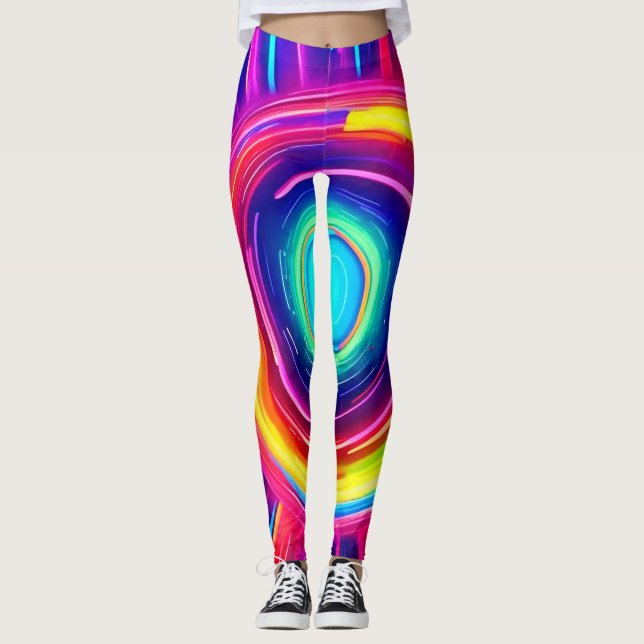 Circular Spectrum: A Vibrant Exploration of Colour Leggings (Front)
